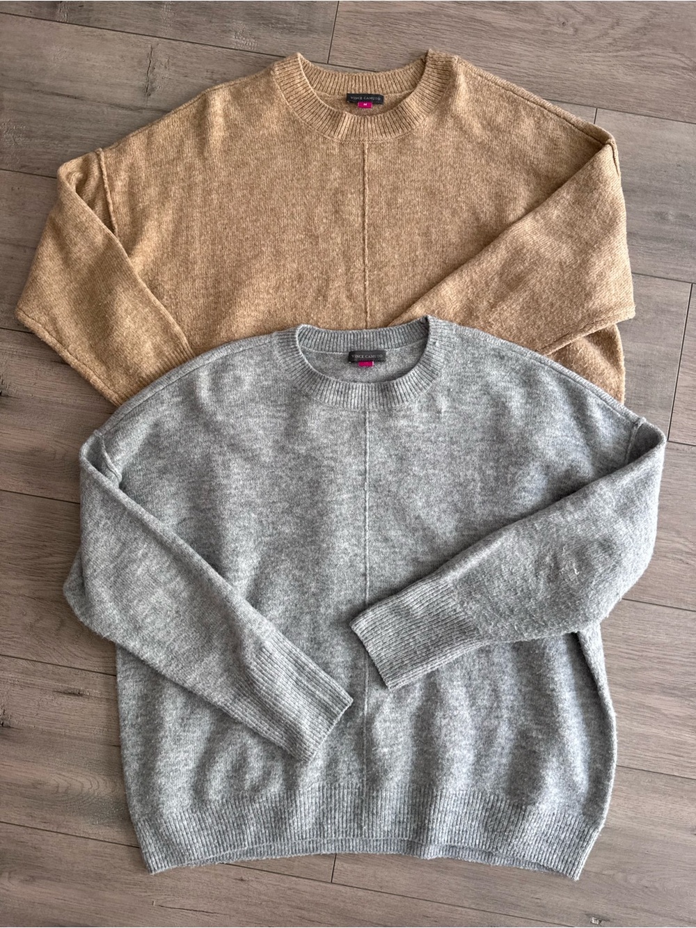 Vince Camuto Women’s M Crewneck Knit Sweaters Bundle of 2 - Gray and Tan